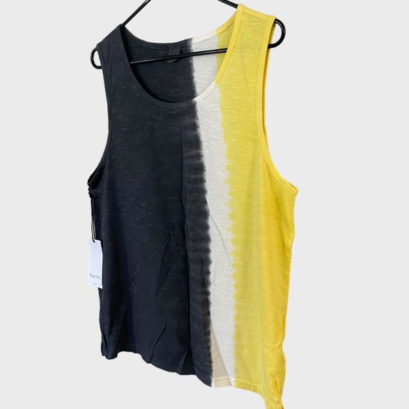 Sovereign Code Tie Dye Tank Top Men's Medium Grey White Yellow Athletic Fit New - Picture 2 of 11